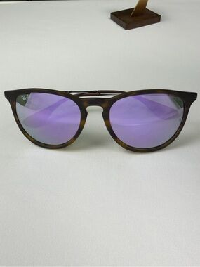 Ray Ban Erika Glasses with Brown Tortoise Frame and Purple Mirror Lenses